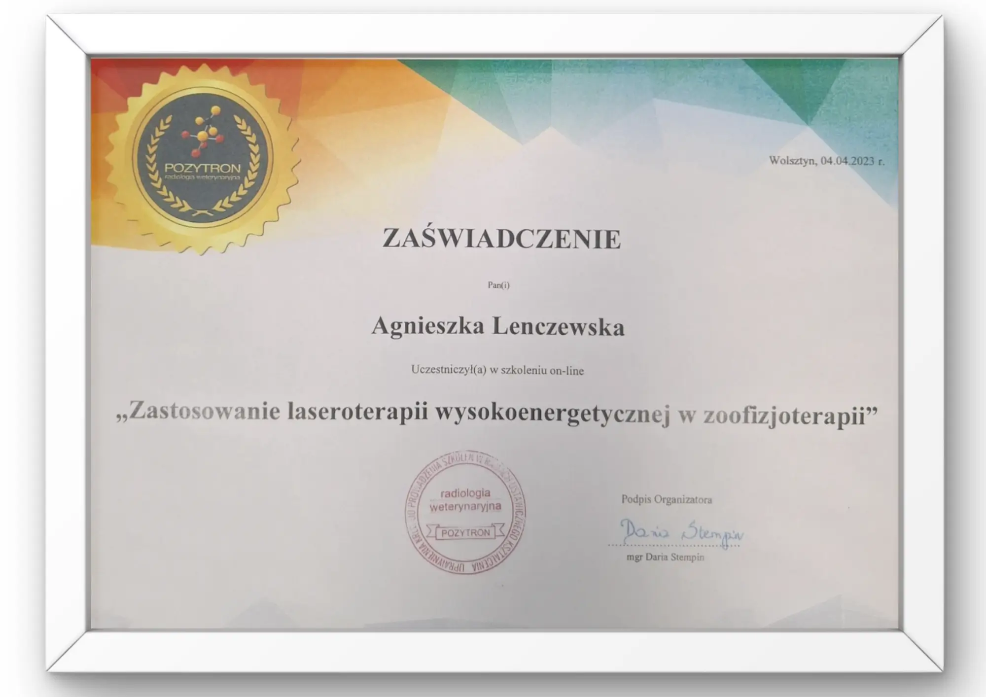 fizjoterapetua psów i kotów suwałki poziom dyplomy
