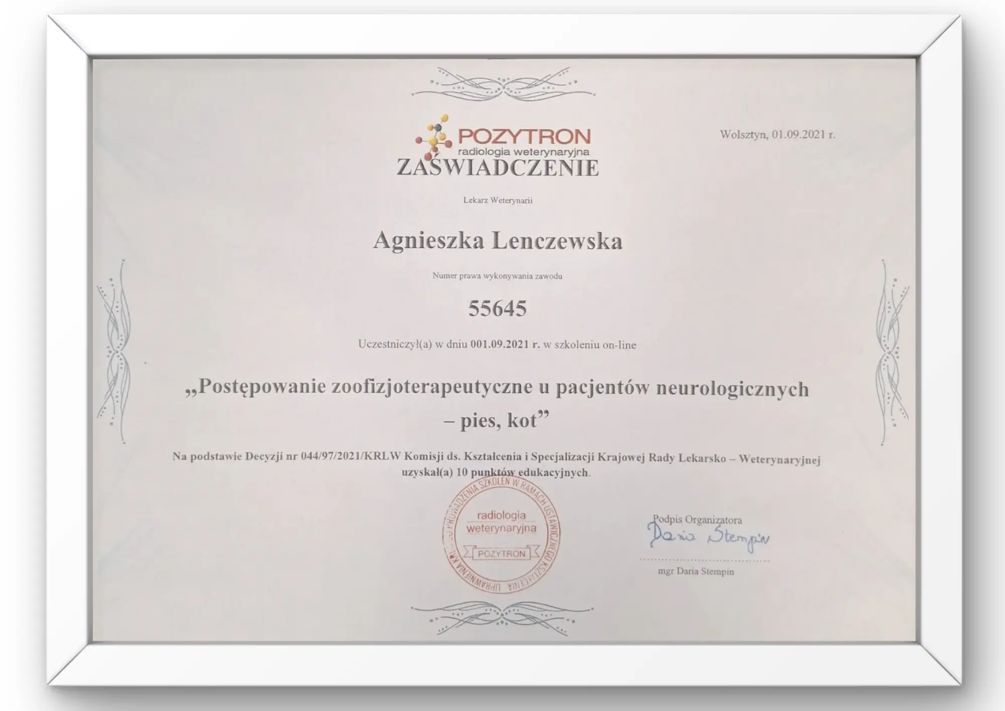 fizjoterapetua psów i kotów suwałki poziom dyplomy